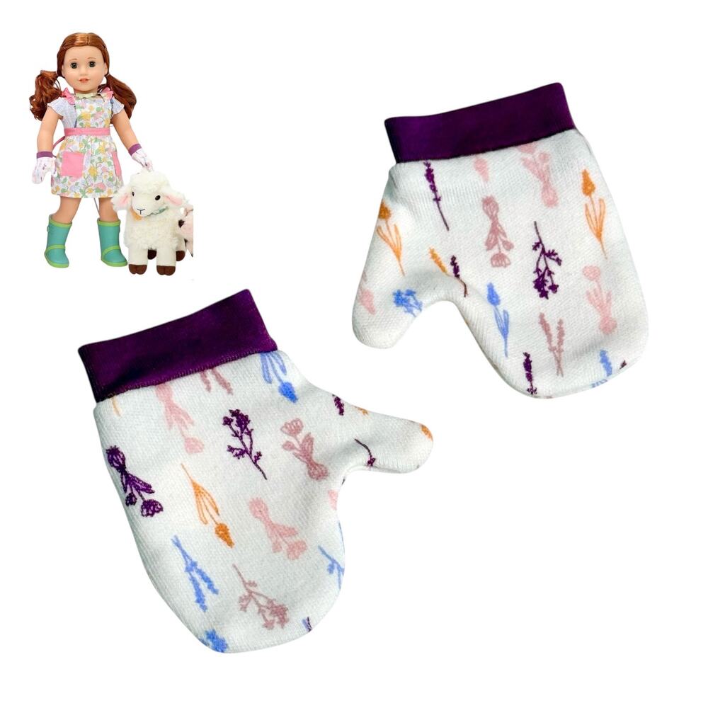 American Girl Blaire Doll Gloves Gardening Accessories Flower Design Cotton